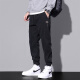 Woodpecker casual pants men's tying feet trendy workwear men's 2025 summer thin loose long pants 9859 black + 9859 gray M