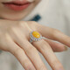BOIGO925 silver amber beeswax ring women's retro luxury new Chinese style high-end open ring
