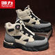 
Huili men's shoes, Martin boots, autumn and winter men's high-top work shoes, retro mountaineering casual shoes, dark gray 41