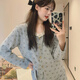 Xiangyaxin pajamas with breast pad for women's autumn and winter velvet sweet polka dots 2024 new warmth thin velvet girl's home clothing set 2677-10 kitten head XL code 120-130Jin [Jin equals 0.5 kg]