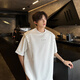 Fearless Forward (GQWWQX) Cleanfit schweres schwarzes doppeltes Reißverschluss kurzärmelig T-Shirt Herren Sommerdesign Fühle hübsche Fünf-Punkte-Ärmel High Street CD1049 White M
