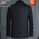 Jeep (JEEP) high-end spring, autumn and winter thickened cashmere jackets for middle-aged middle-aged dads, wool woolen jackets for men, new products, stand-up collar gray, removable down liner S 165 (suitable for 80-100 Jin Jin equals 0.5 kg)