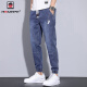 Aemape Neun-Punkte Jeans Herren High-End Trendy Brand Herbst Spring und Herbst Schlanke Füße gebundene und enge elastische 9-Punkte-Hose 829 Hellblau 28