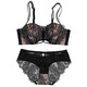 Modal Half Cup Sexy Underwear Women Small Breast Gathering Thin Summer Adjustable Side Breast Sentiment Beautiful Back Lace Bra Black Suit 80A 36A