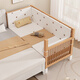 
Qiuying liftable beech wood splicing bed solid wood children's bed crib widened splicing large bed children's bed side splicing bed three-side side lift 5cm mattress + 7A antibacterial pure cotton bed circumference can lift length 200 wide 80 high 35 [60 guardrail]