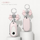 绅创适用2024款奔驰c260l钥匙套e300l车glc300l女a200l扣glc260高档包 C款【粉色】+心钻蝴蝶结 请核对钥匙下单