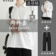Tanghao Ice Silk Camisa negra Suit para hombres Mangas largas Desgaste sin planchar las mangas largas sueltas y casuales camisa blanca de niños blancos Camisa negra + pantalones negros + collar 2xl