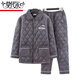 Modal pajamas men's winter thickened velvet dad's three-layer cotton jacket coral velvet warm home clothing set for middle-aged and elderly people N9923R coffee milk velvet upgraded thickened L (100-120Jin [Jin equals 0.5 kg])