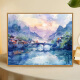 CLCEY中式山水风景数字油画diy手绘画画填色高级感丙烯油彩涂色填充画 X9740 45×60油画套餐(内框+画笔+颜