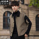JEEP SPIRIT autumn and winter high-end wool double-sided woolen coat men's short lapel jacket woolen top men's woolen coat light brown XL 130-150Jin Jin equals 0.5 kg