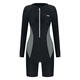 
BOSOOT one-piece swimsuit women's long-sleeved five-point pants professional sports conservative flat angles to make your belly slimming hot spring large-size swimsuit D719 black gray L (100-112Jin[Jin equals 0.5 kg])