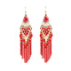 Maisiji Fat Donglai Quality Fat Donglai Qualité de style ethnique Boucles d'oreilles Tassel Bohemian Boucles d'oreilles de gland exagérées Long Turquoise Turquoise Spaghetti 1396