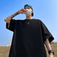 OEMG Schweramerikanische Retro-Farbpaar-Baumwoll-Paar kurzärmeliges T-Shirt für Männer im Sommer Fünf-Punkte-Hülsen trendy losen Marke Top Black XL [Empfohlen 125-140jin [Jin entspricht 0,5 kg]]