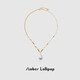 Amber Lollipop Baroque Pearl Necklace Women's Pendant Niche Clavicle Chain Anniversary Birthday Gift for Girlfriend and Wife Gold