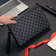 
KuQIDAISHU handbag men's 2025 new men's clutch bag plaid fashion envelope bag hand grab bag business hand clip bag black plaid