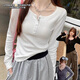 Yu Zhaolin's bottoming shirt for women 2024 new autumn and winter outer wear slim fit long-sleeved T-shirt threaded top