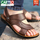 CARTELO Sommer-Herren-Ledersandalen aus echtem Leder 2025 neue mittelgroße Outdoor-Strandschuhe für ältere Menschen mit weicher Sohle, Papa-Hausschuhe 12129, Schwarz, 37