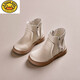 G.Duckkids Girls Stiefel 2024 Herbst Single Stiefel echte Leder Little Girl Prinzessin Kinder Martin Stiefel weiche Sohle Plüschbabystiefel Beige Single Größe 33 Größe Innere Länge ca. 20,8 cm