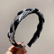 Idel's Houndstooth Imitation Pearl Hairpin Hairband Women's Spring and Summer Versatile Outing Headband 2025 New Temperament Headwear Hair Accessories Houndstooth Light Luxurious and High-Level Hairband F1386