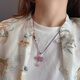 DING FEI New Chinese Style Jade Pendant Necklace Women's Peaceful Button Buddha Pullable Adjustable Gourd Clavicle Chain Long Sweater Chain Golden Silk Jade Peach Blossom Stuffed Nothing Brand (1 piece) B03-303
