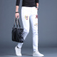 Ke jiehao 2025 Spring y verano Slim White White bordado Jeans de alta gama Los delgados pantalones de pies pequeños elásticos de moda y versátil tendencia casual 1315 Blanco 31