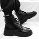 Botas Xier Martin Men Nuevas botas de trabajo de estilo británico de alto contenido Botas de cuero retro de moda Botas de motocicleta de suela gruesa Men Negro 40