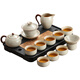 Shangyanfang Ru Kiln Kung Fu Tea Set Tea Tray Set Complete Set of High-end Home Office Teacups and Teapots Ceramic Tea Drinking and Brewing Utensils 6-Cup Xishi Pot Light Edition Qianlijiangshan Tea Tray Set