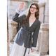 Betu women's spring new suit V-neck tie loose suit jacket women 2501T46 gray XS