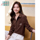 Halo Queen thick corduroy shirt women's wilderness Maillard spring and autumn new comfortable versatile shirt H144C3002
