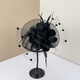 Giselen Hepburn style hat French niche Hepburn style top hat trendy front hat with veil hat Black with one-line clip