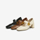 Los mejores 25 primavera retro Mary Jane zapatos de tacón grueso Toe Singles para mujeres M1509AQ5 beige 38