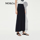 MO&Co.【C+系列】半身裙2025夏新品干爽醋酸混纺高腰斜襟黑色MBE2SKT040 黑色 S