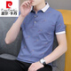 Pierre cardin high-end brand short-sleeved T-shirt men's lapel polo shirt summer loose trendy versatile T-shirt top men's clothing 679 black 3XL [161-170Jin[Jin equals 0.5 kg]]