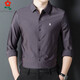 Mengtejiao MONTAGUT men's mulberry silk long-sleeved shirt autumn middle-aged daddy casual striped lapel shirt men dark green 9928 L (170) Suitable for 115-125 Jin [Jin equals 0.5 kg]