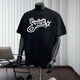 Jinrenchu 2025 Été Nouveau American Star T-shirt lourd à manches courtes Ins Ins Round Round Col Top polyvalent M7 Black à manches courtes 733 S