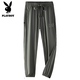 PLAYBOY Pantallas de pantalones hombres 2025 Summer New Ice Silk Casual Fino Tip Tausers Mesh Sports Sports Sports Sports Military Green M [sugerido 90-110Jin [Jin equivale a 0.5 kg]]