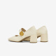 Los mejores 25 primavera retro Mary Jane zapatos de tacón grueso Toe Singles para mujeres M1509AQ5 beige 38