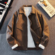 Woodpecker's new Maillard style American retro leather jacket for men 2025 new handsome loose pu lapel jacket coffee color XL