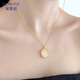 Damuni 18K gold pendant necklace Chinese style Eight Treasures Compass Retro AU750 Round Lotus Hetian Jade Pendant Gift for Women Eight Treasures Buddha Amulet 18K Yellow Single Pendant (chain not included)