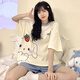 Arctic Velvet (Bejirog) Pyjamas für Frauen in Sommer-Shorts Shorts niedliche Cartoon-Studentin Plus-Größe Sommer-Heimkleidung Set 679 Grüne Dinosaurier M Größe [vorgeschlagen 80-90 Jin [Jin ist 0,5 kg]]