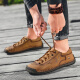 Zapatos de cuero para hombres Jeep Summer Avalte y casualidad de gran tamaño para hombres British Trendy Soft Sole 2025 Nuevos zapatos para hombres de Lace-Up 9926 Caki 46