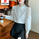 
Piercadian embroidered cotton shirt for women 2025 autumn new fashion embroidered white shirt loose versatile long-sleeved top CY9227 White M [Suggested 96-110Jin [Jin equals 0.5 kg]]