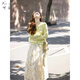 
Keyin dress women's suit 2025 autumn and winter new beautiful and gentle outfit knitted cardigan floral skirt for women knitted cardigan + skirt M