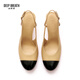 Respiración profunda Breath Breath Women's Shoes Pequeño dedo redondo Pequeño Xiangfeng Tacones altos Elegantes Zapatos Solicitánicos Ax1148 Beige Black 34