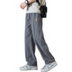JEEP SPIRIT休闲裤男2025春秋季新款宽松直筒潮流时尚百搭阔腿运动长裤子男 6609灰色 XL 约130-150斤可穿