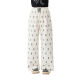 Moonkids Girls Wide-Bein Hosen 2025 Frühlings- und Sommer Neue Kinder Bogen Casual Hosen Mädchen Lazy Striped gerader Hosen 15276 Meter weiße Weitbeinhosen 110 cm
