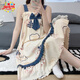 Taokemeng ärmellose Hosenträger Nachthemd für Frauen im Sommer schwarzer heißer Stil super fee süße koreanische Version Freizeit Home Girls Schlafsaal Pyjama 834 m [70-95jin [Jin gleich 0,5 kg]]
