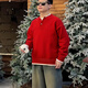 Siyou Zodiac Year Sweater Men's Autumn and Winter Design Lazy Henley Collar Sweater Men's Red Christmas Bottoming Shirt Red Fake Two-Piece Sweater XL (125-140Jin Jin is equal to 0.5kg)
