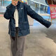 Adidas Clover Jacke Herren- und Frauen 2025 Sommer neuer chinesischer Stil gepaarte Denim Sport Lose Jacke JY8275 JZ9928/Denim Blue/gepaarte xs