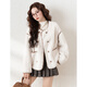 TonLion 2023 Imitation Lamb Wool Jacket Women's Short Round Neck Small Fragrance Top Off-White/Second Batch S